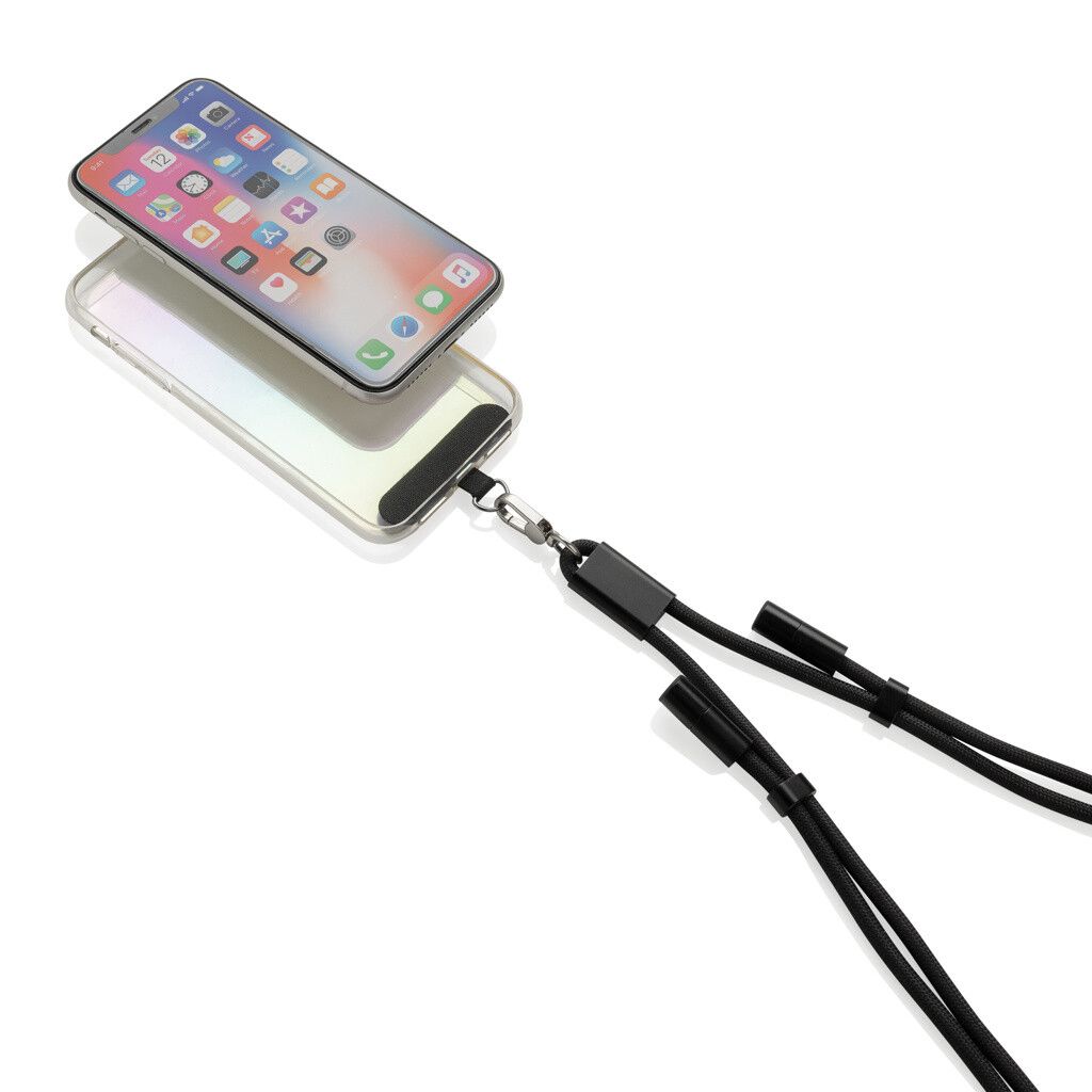 LoopAmp verstellbares 160cm 60W Telefonkabel aus RCS rPET - schwarz-336