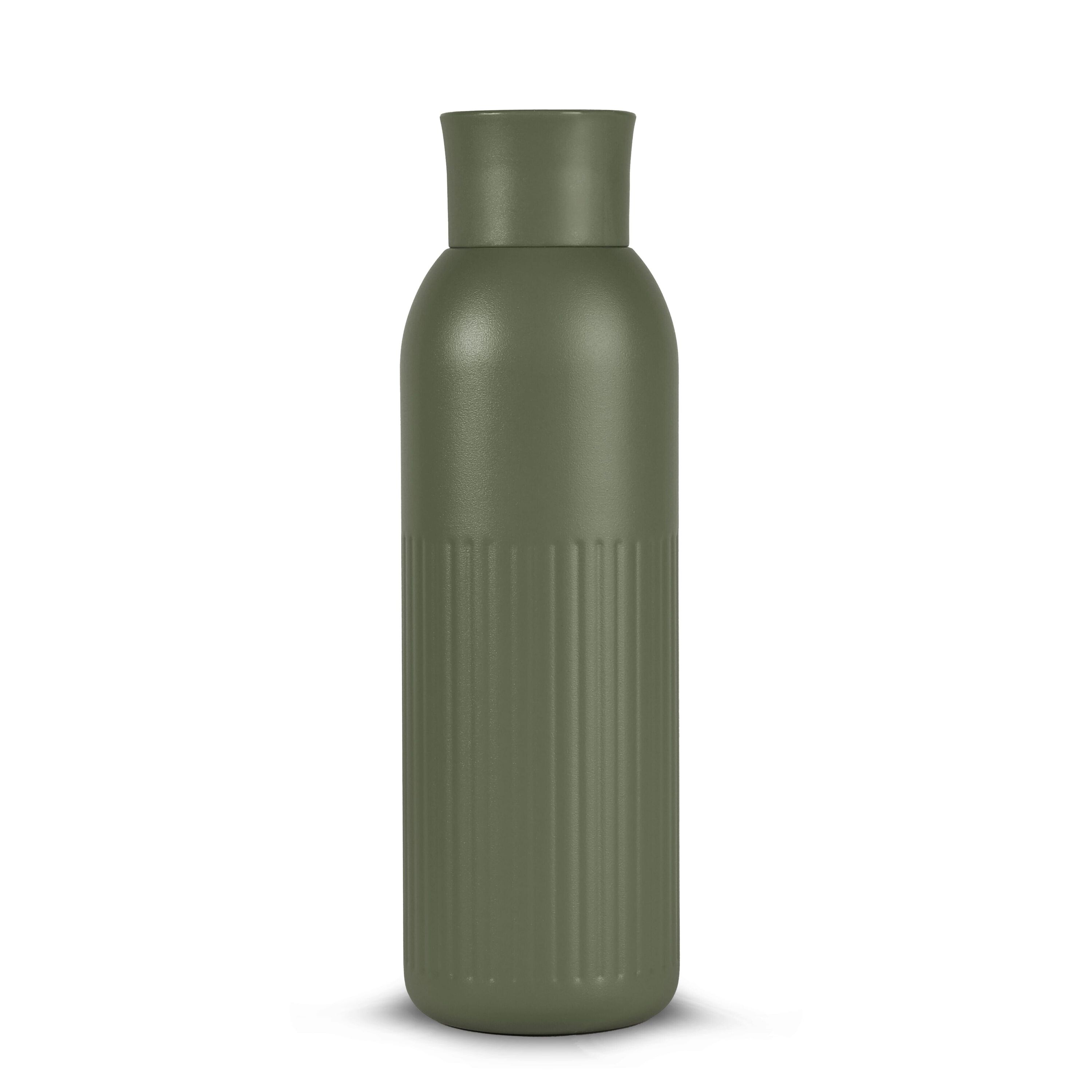 Sagaform Tekla Push Stahlisolierflasche mit Druckverschluss (recycelt) 500 ml - dried green-575