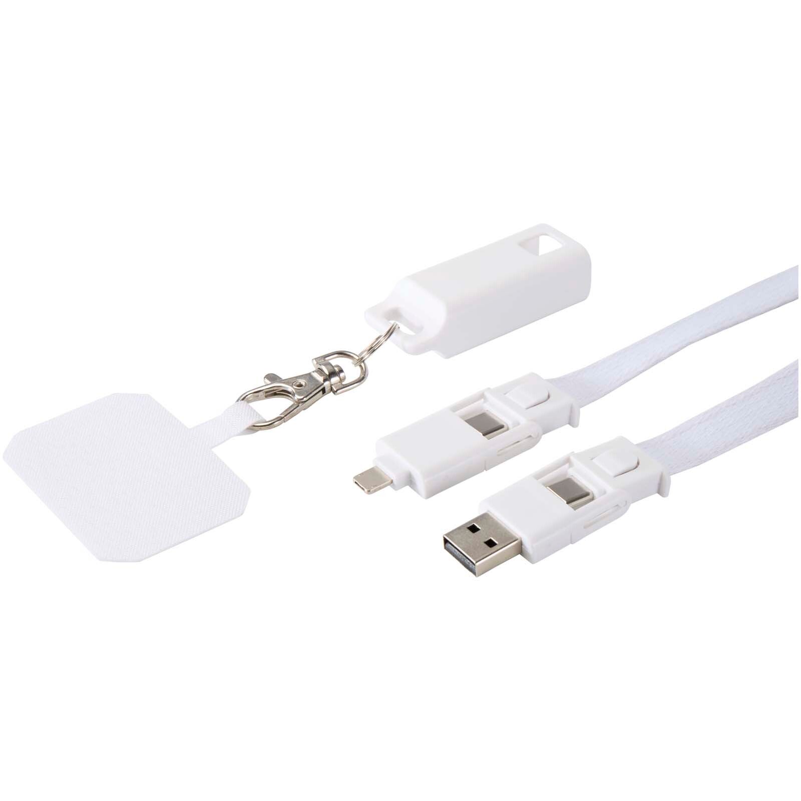 Franz 5 in 1 Lanyard Kabel  Kunststoff für Smartphones mit integrierter Datensynchronisierung und 65 W Schnellladefunktion - weiss-547