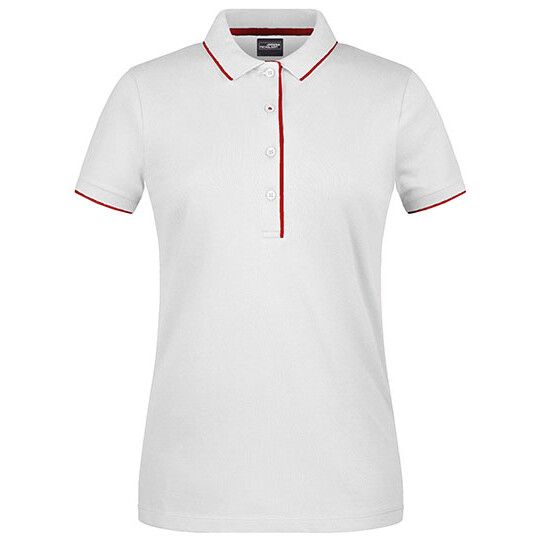 Ladies´ Polo Stripe - white - red-685