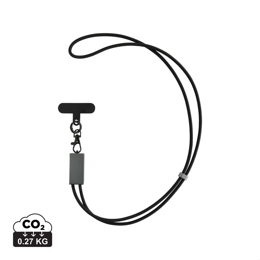 Terra 60Wduales Ladekabel aus RCS recyceltem PET mit Lanyard - grau-967