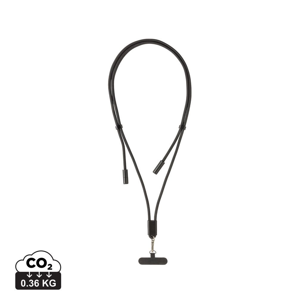 LoopAmp verstellbares 160cm 60W Telefonkabel aus RCS rPET - schwarz-381