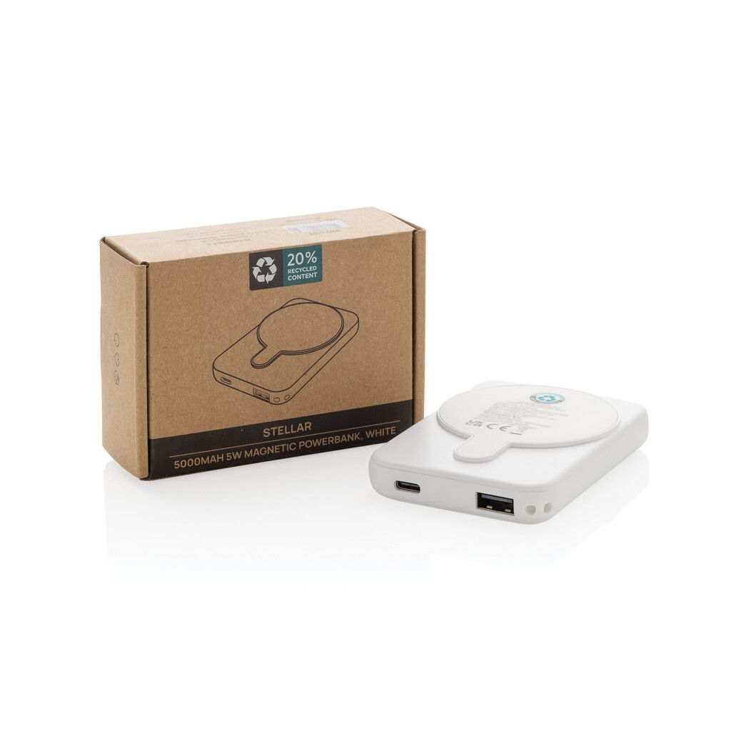 Stellar 5.000mAh 5W magnetische Powerbank aus RCS rec. ABS - weiß-541