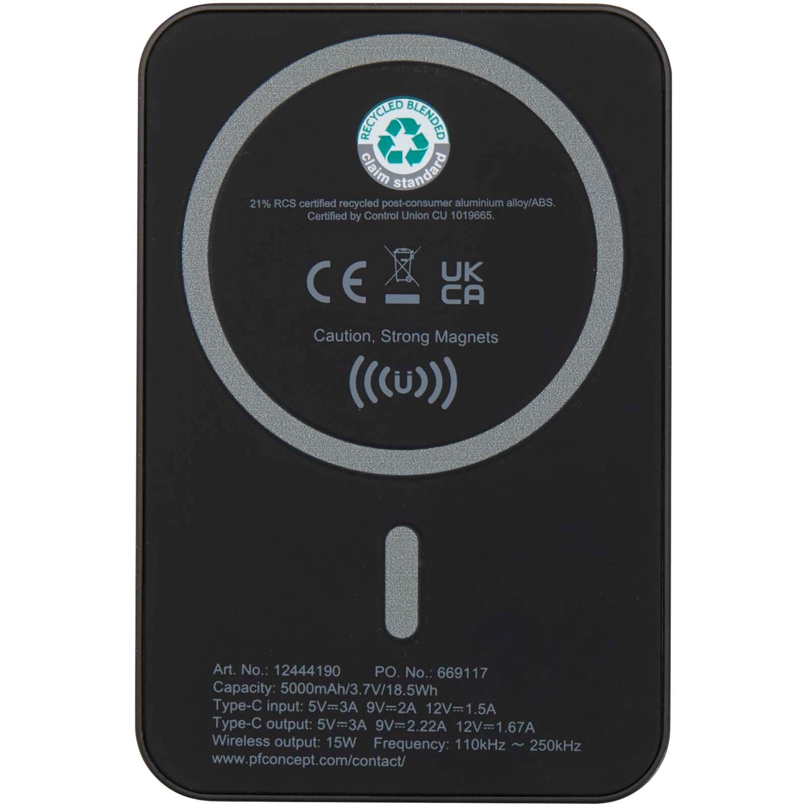 Acrab 15 W 5.000 mAh magnetische kabellose Powerbank mit 20 W PD aus recyceltem Kunststoff - schwarz-544