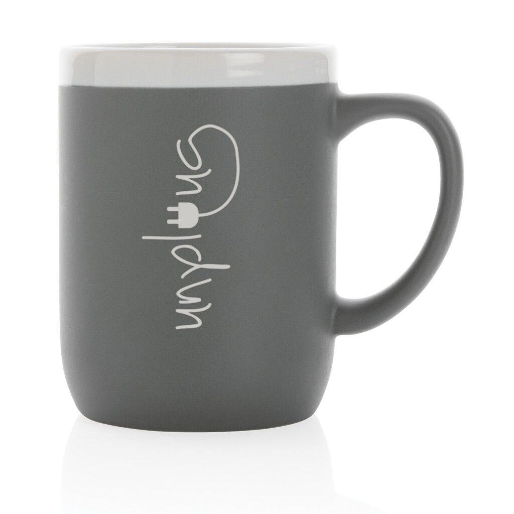 Keramiktasse mit weißem Rand, 300ml - grau-35