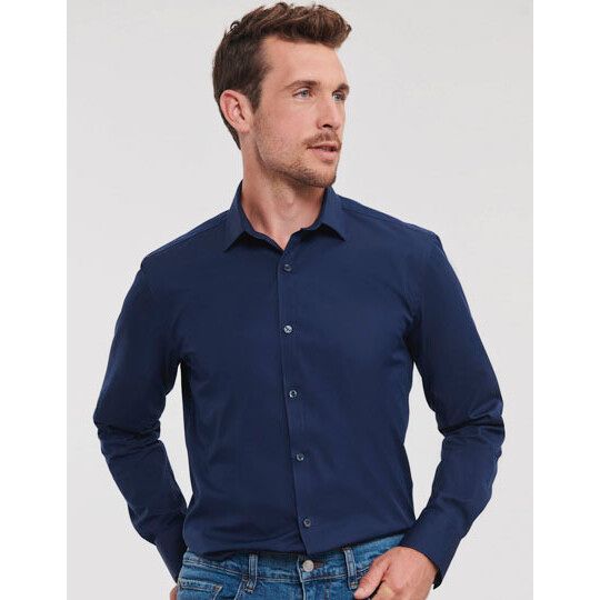Men's Long Sleeve Fitted Ultimate Stretch Shirt - bright sky-763