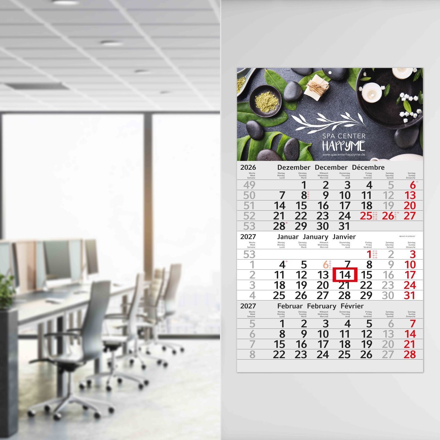 3-Monatskalender Einblatt Budget 3, rot-701