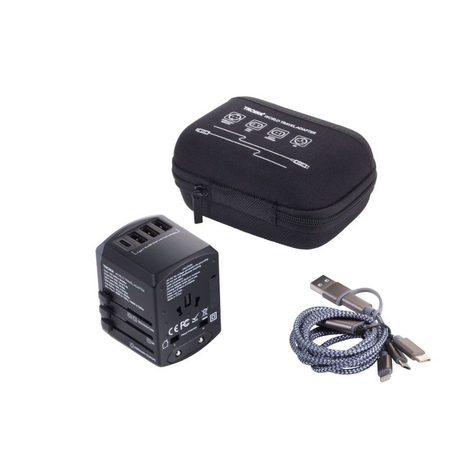 Troika Reiseadapter-Set Troika WORLD TRAVEL ADAPTER - grau - schwarz-929