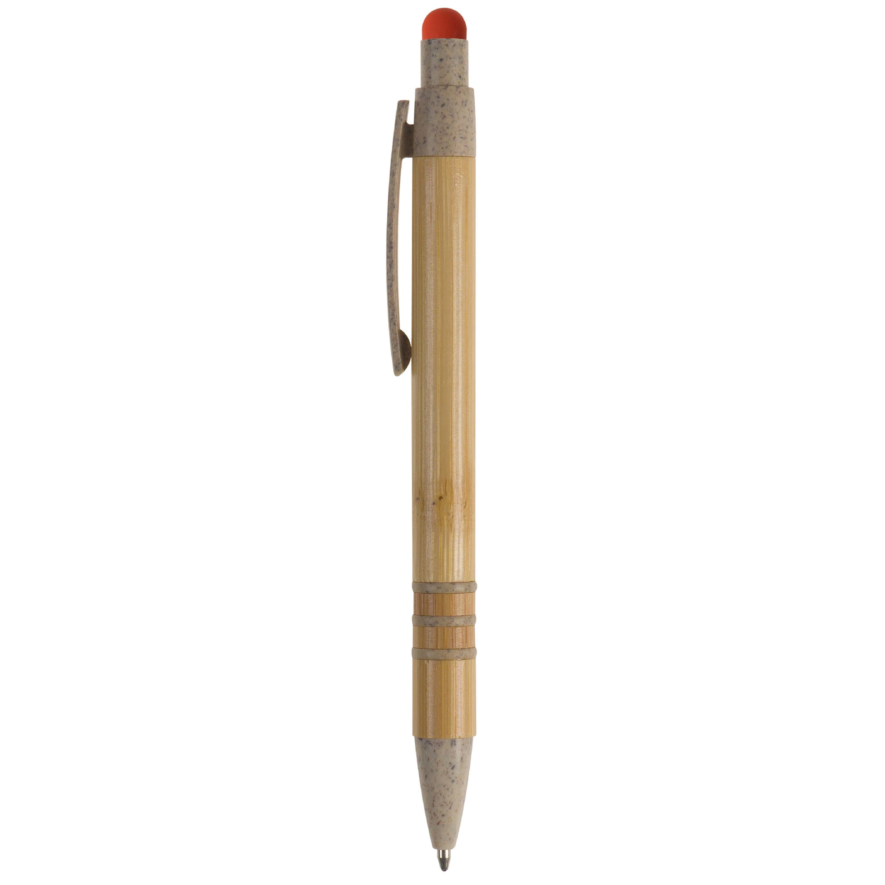 Kugelschreiber Bambus mit Touchpen und Weizenstroh Elementen - beige  -  orange-205