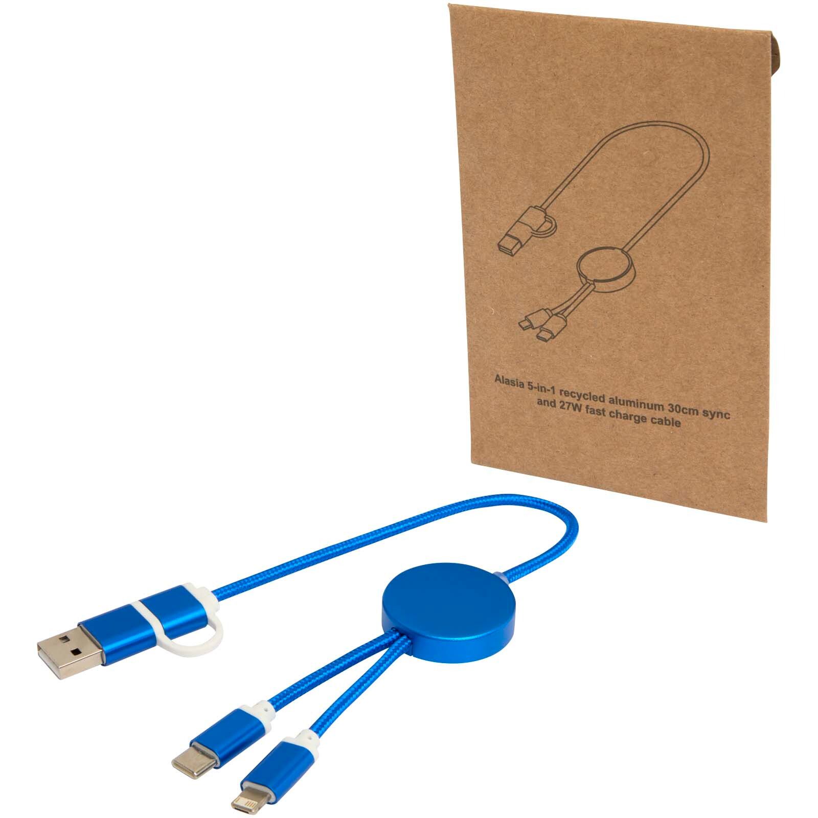 Alasia 30 cm 5-in-1 Kabel aus recyceltem Kunststoff für Datenübertragung und 27W Schnellladung - royalblau-482