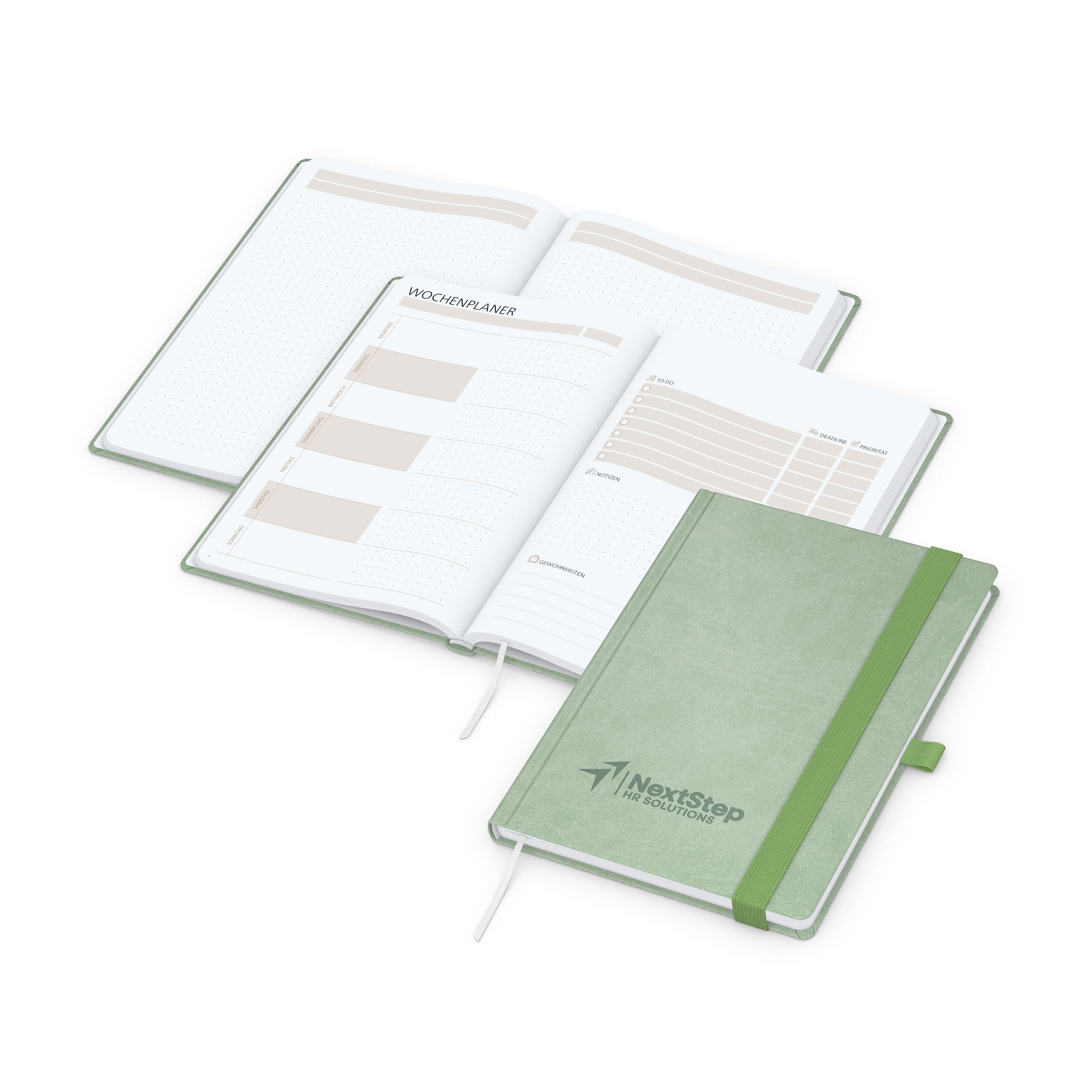 Notizbuch orgaLine Mainbook, White, grün-419