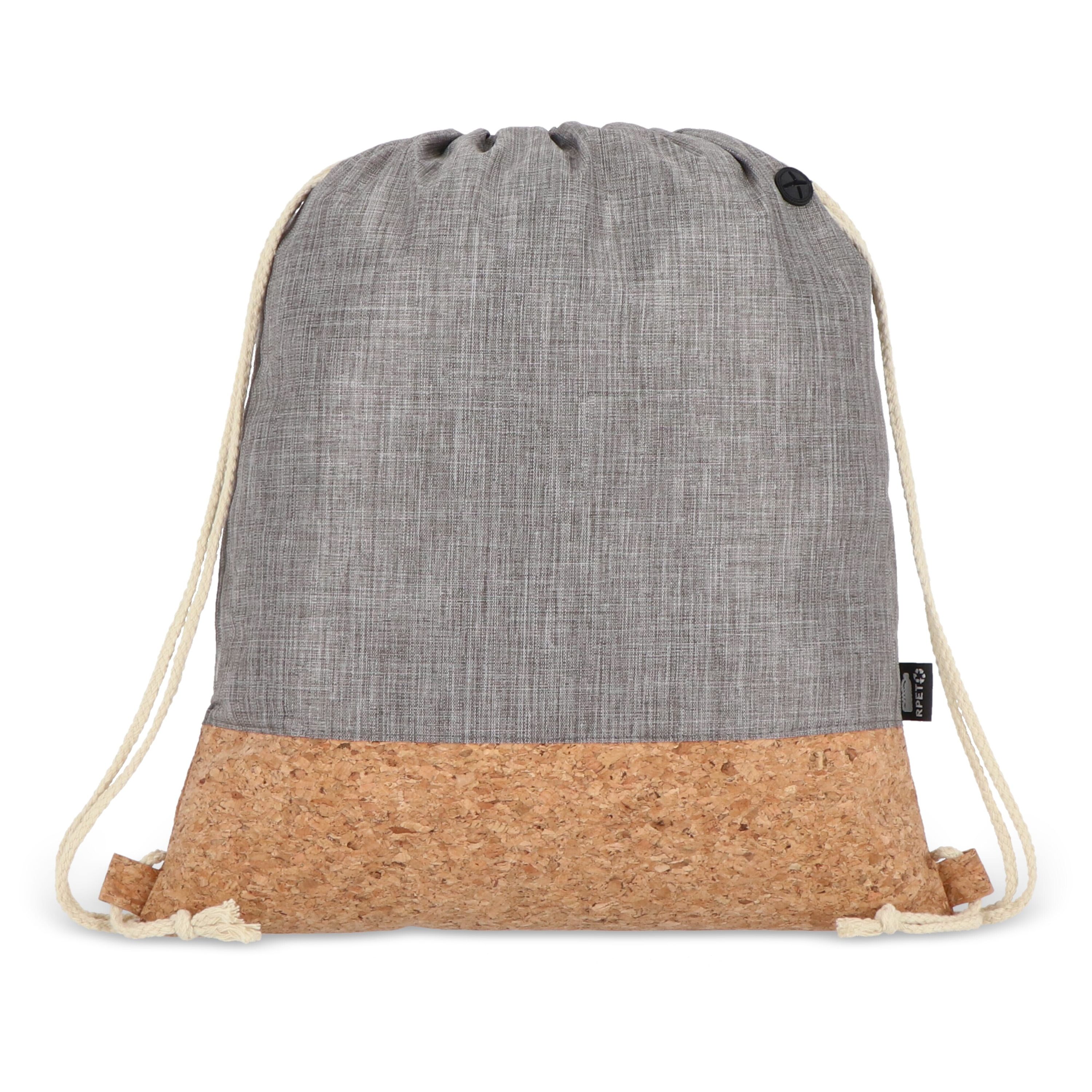 Kordelzugbeutel R-PET & Kork 35 x 40cm - grau-488