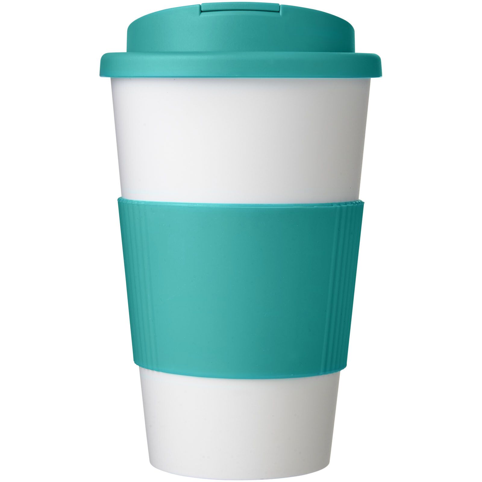 Americano 350 ml Isolierbecher mit Schutzring & auslaufsicherem Schraubverschluss - weiss -  aquablau-637