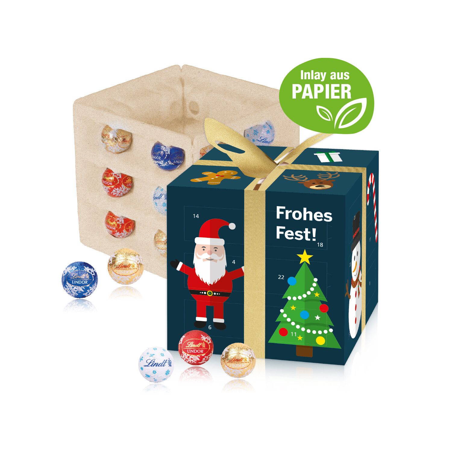 Lindt Adventskalender Cube "Geschenkzauber", Inlay Aus Papier-456