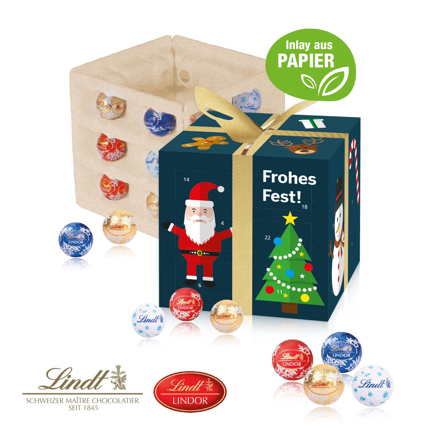 Lindt Adventskalender Cube "Geschenkzauber", Inlay Aus Papier-456