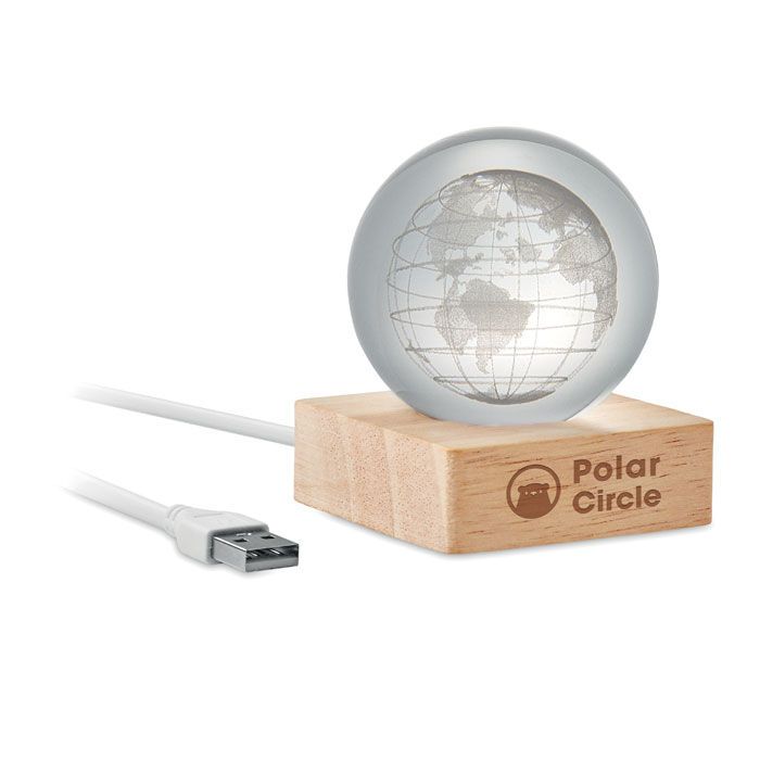 LED-Glaskugel Globus GLOBE LIGHT - holz-233