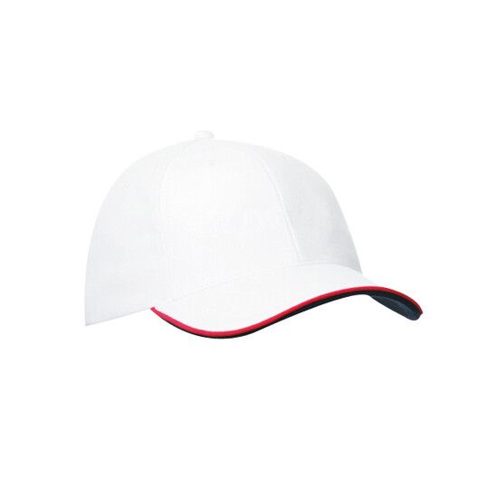 6 Panel Double Sandwich Cap - white - red - navy-289