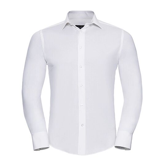 Men's Long Sleeve Fitted Stretch Shirt - white-554