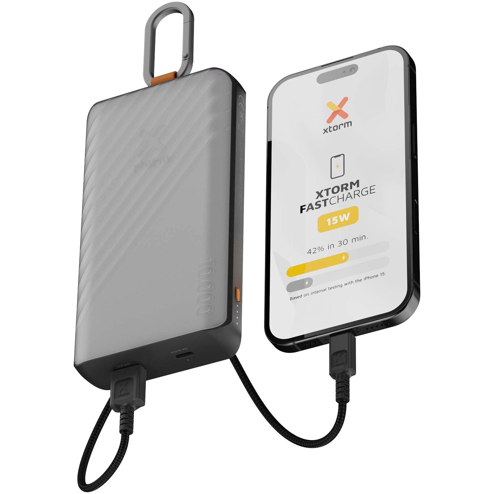 Xtorm XG2S101 Go2 10.000 mAh 15W Solar Powerbank mit Lampe  - kohle-843