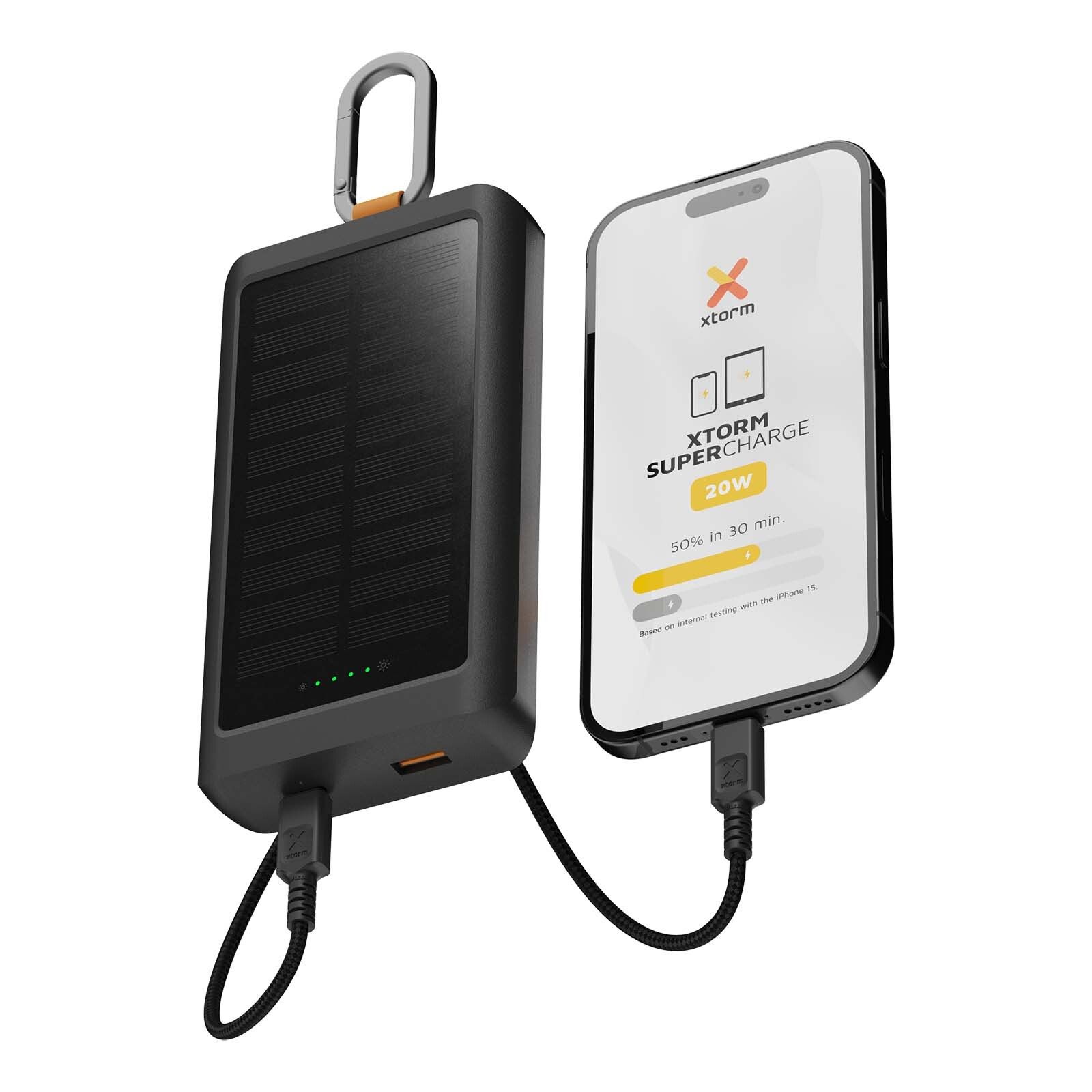 Xtorm XG2S101 Go2 10.000 mAh 15W Solar Powerbank mit Lampe  - kohle-843