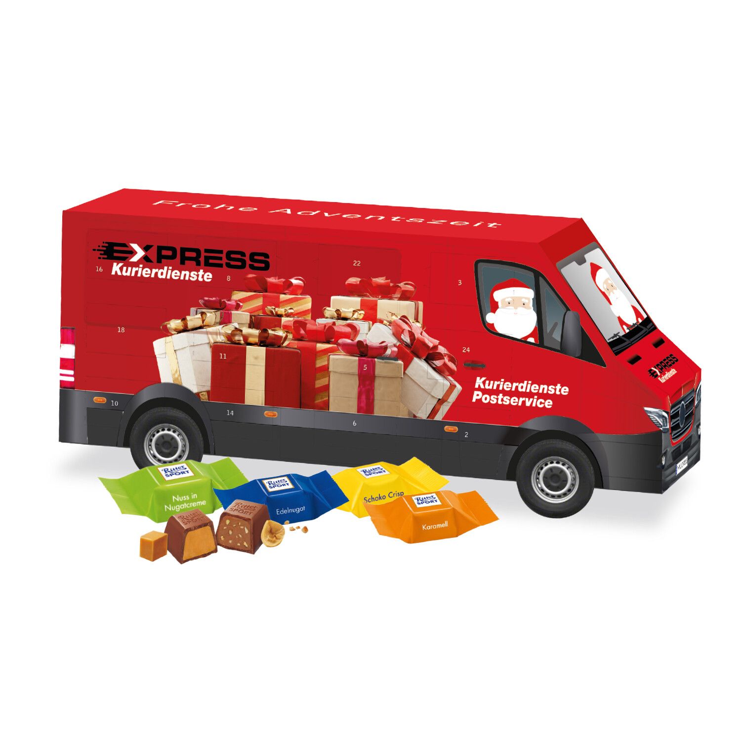 3D Adventskalender "Transporter" mit Ritter Sport Schokowürfel-658