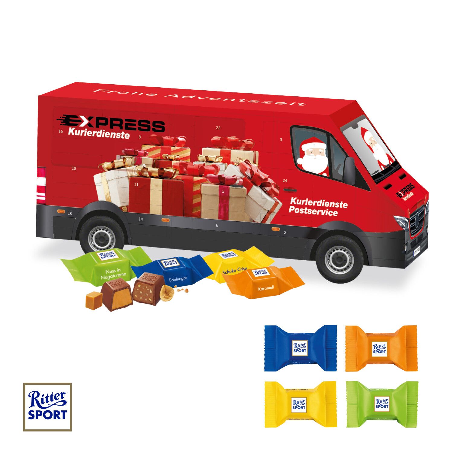 3D Adventskalender "Transporter" mit Ritter Sport Schokowürfel-658