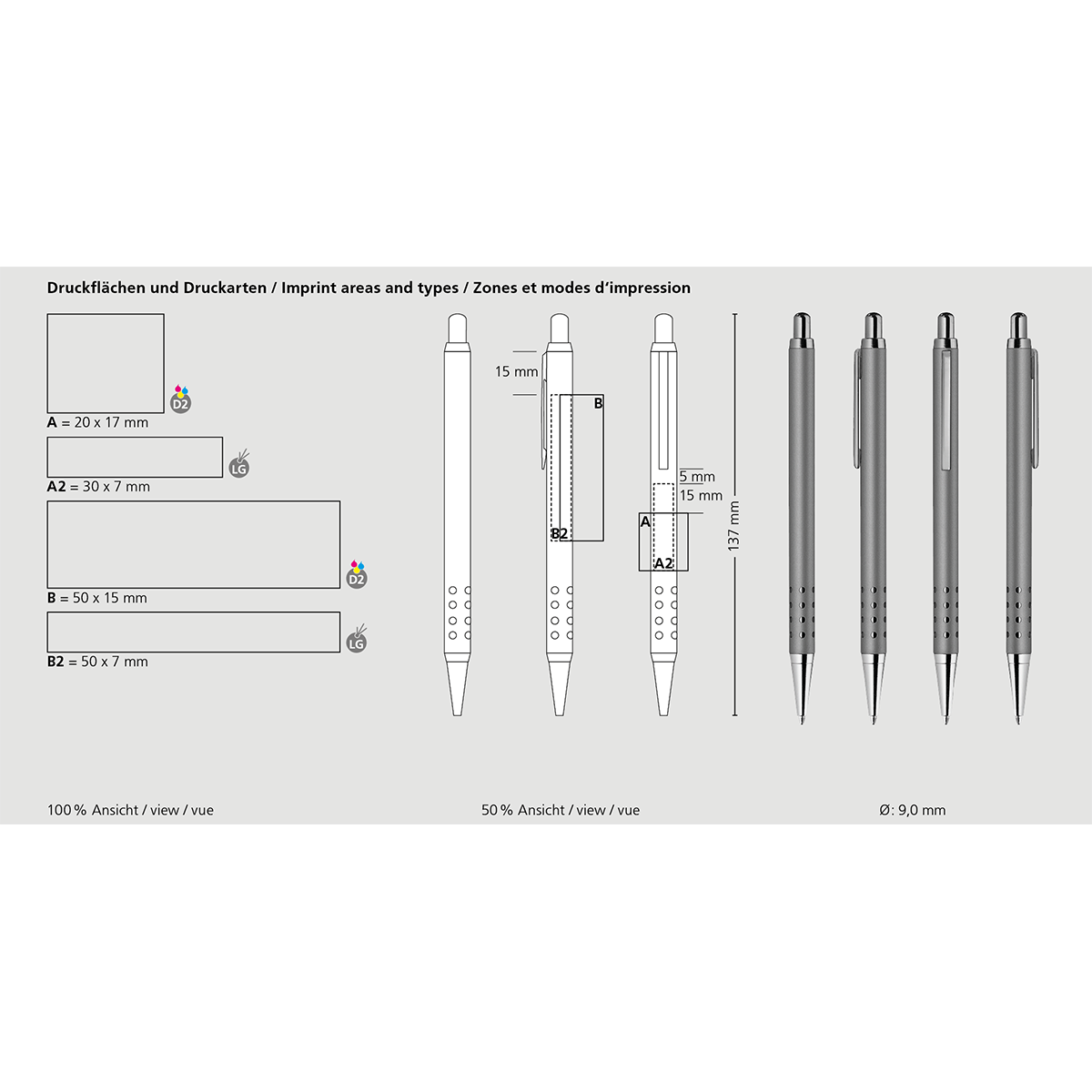 Druckkugelschreiber Aura metal MMc - anthrazitmetallic-693