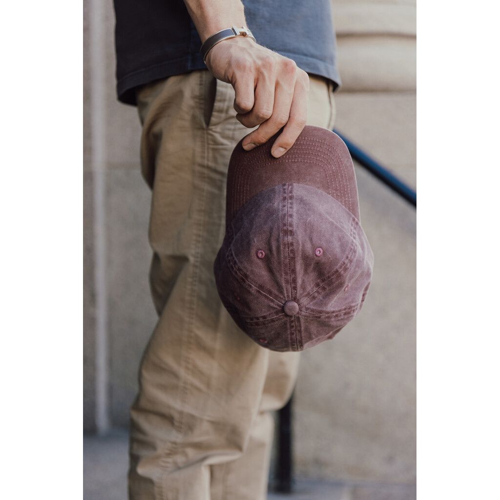BEAU AWARE™ Washed 6-Panel Kappe aus 270gr/m² Baumwolltwill - maroon-260