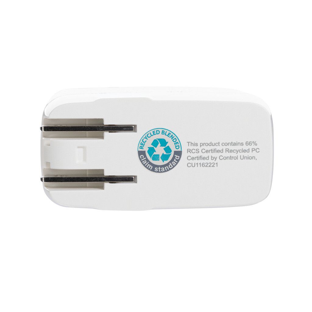 TravelCharge Pro Reiseladegerät mit USB-C aus RCS rec. ABS - weiß-946