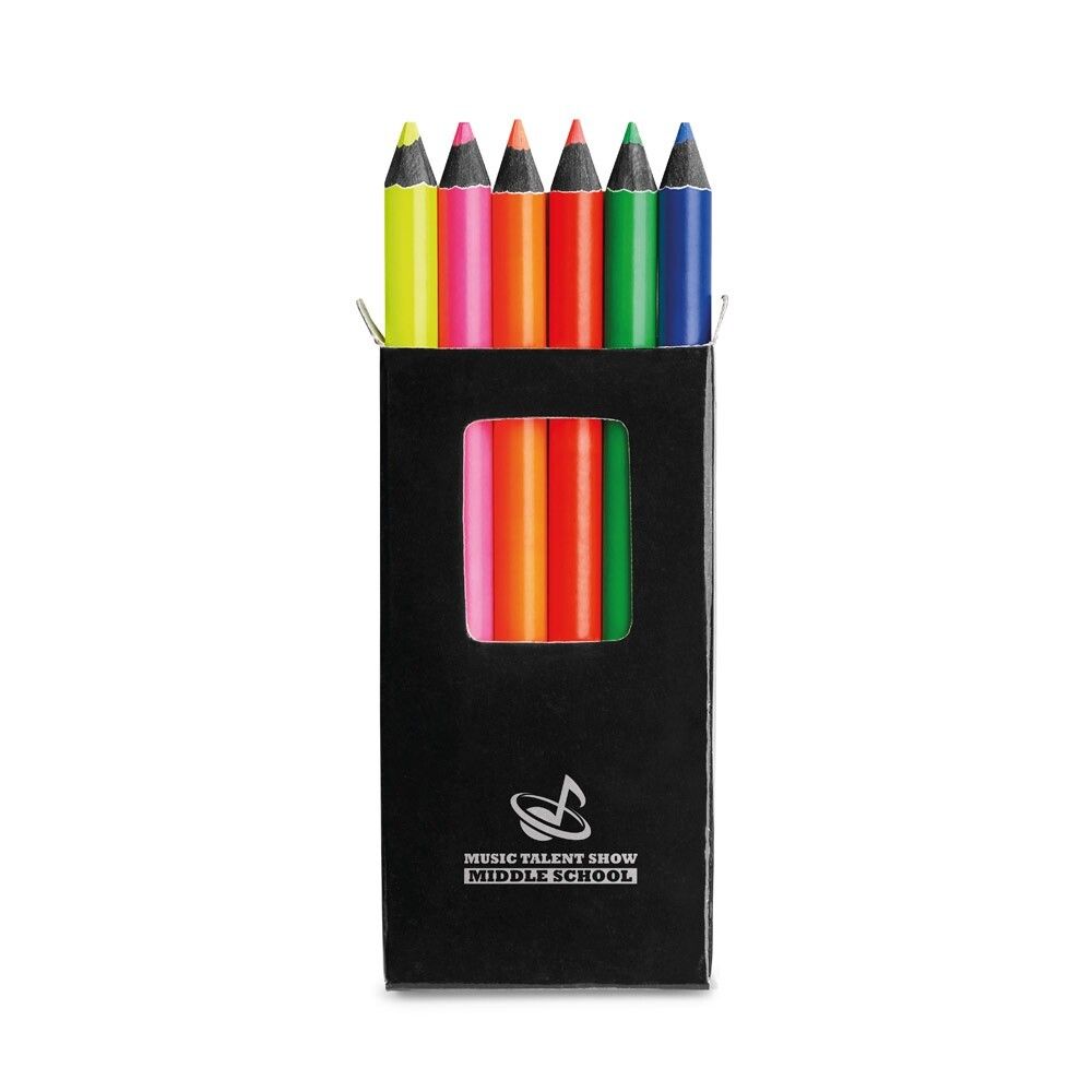 MEMLING Bleistiftbox mit 6 Buntstiften - schwarz-621