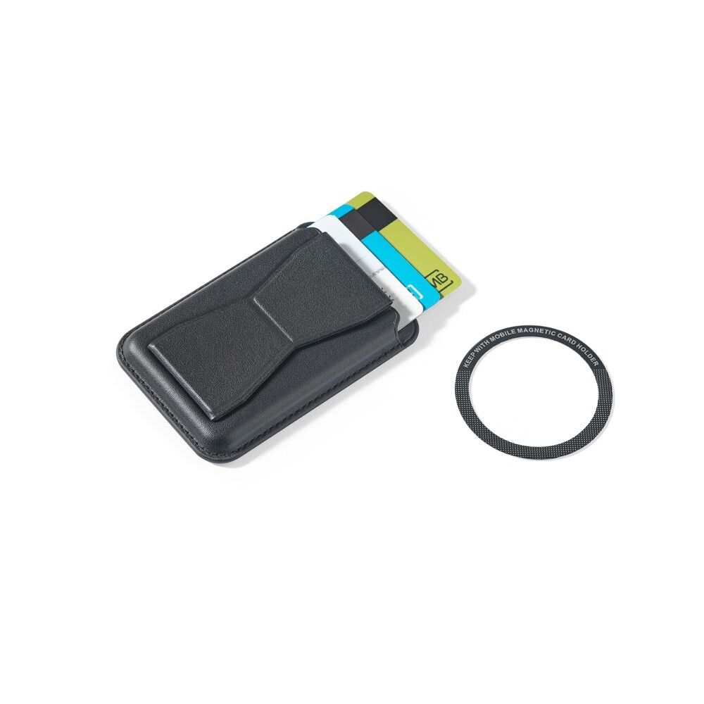 CONNOR Magnetischer RFID-Kartenhalter aus Kunstleder - schwarz-731