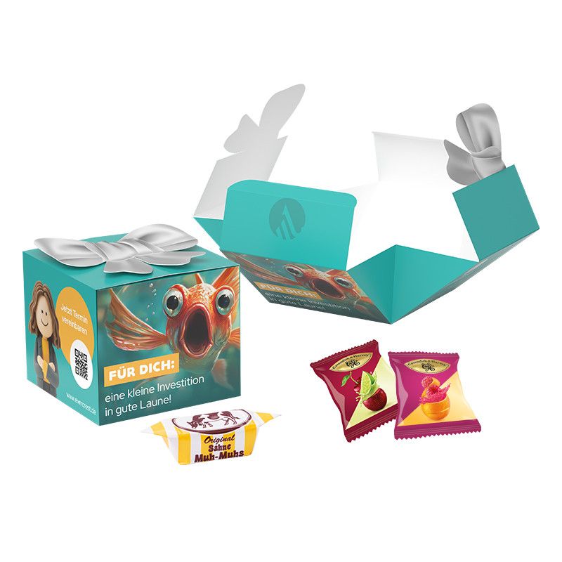 Geschenkbox Midi Schleife. Original Sahne Muh-Muhs Toffees-731