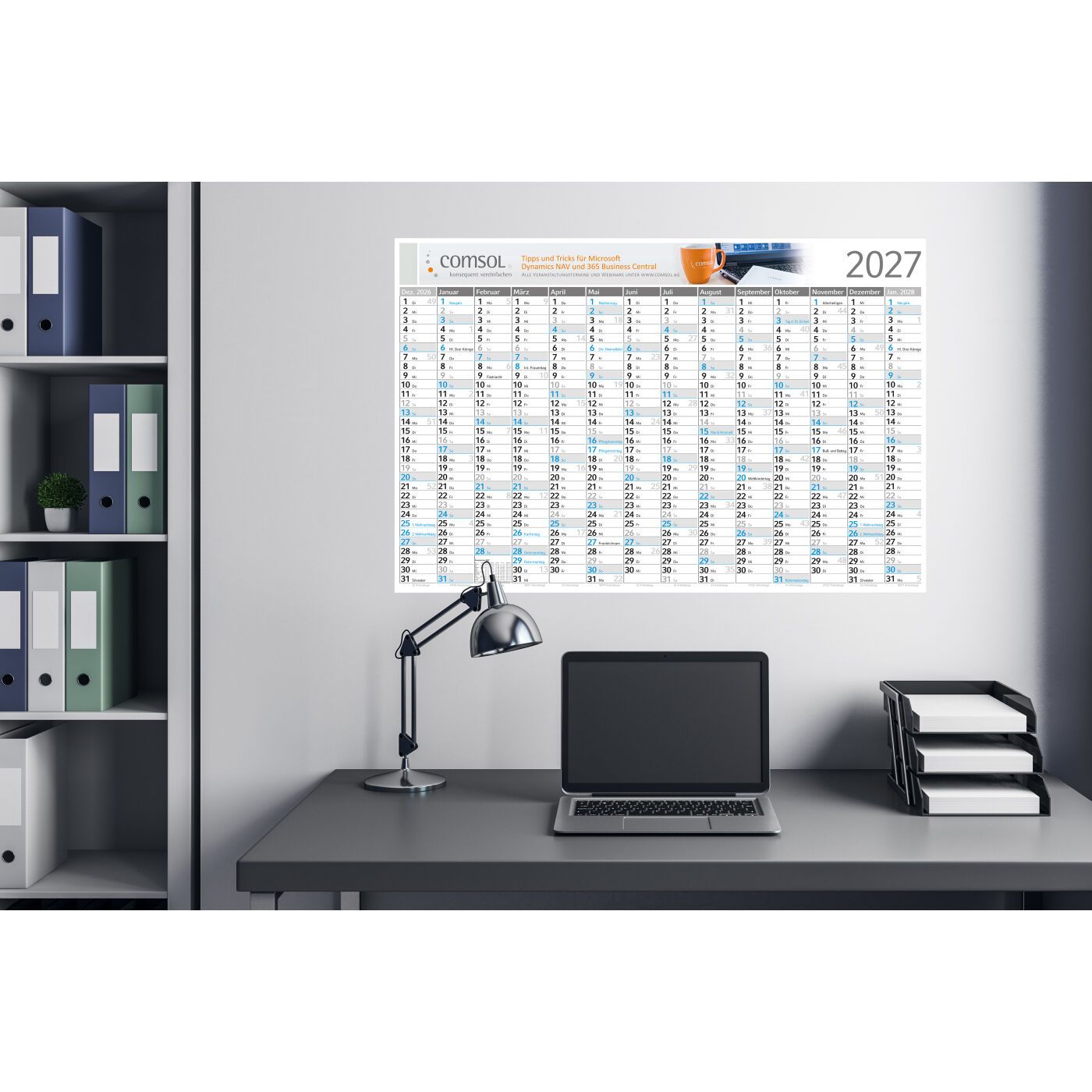 Wandplaner Horizont, 1.020 × 680 mm, blau-777