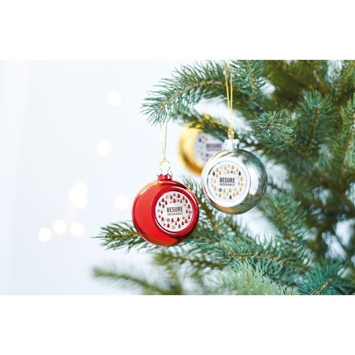 Weihnachtskugel Sublimation HAPPY BALL - silber-321