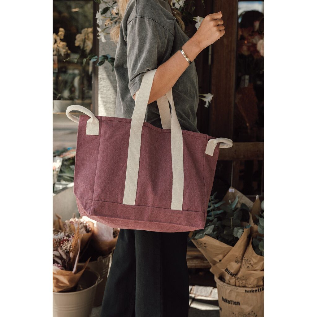 BEAU AWARE™ Strandtasche aus 400gr/m² recyceltem Canvas - maroon-934