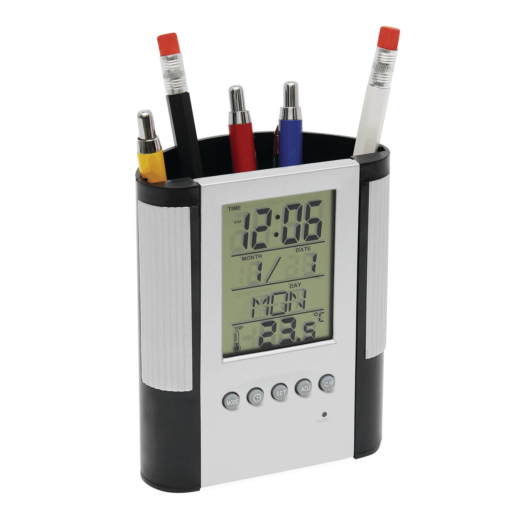 LCD-Wecker BUTLER - schwarz - silber-903