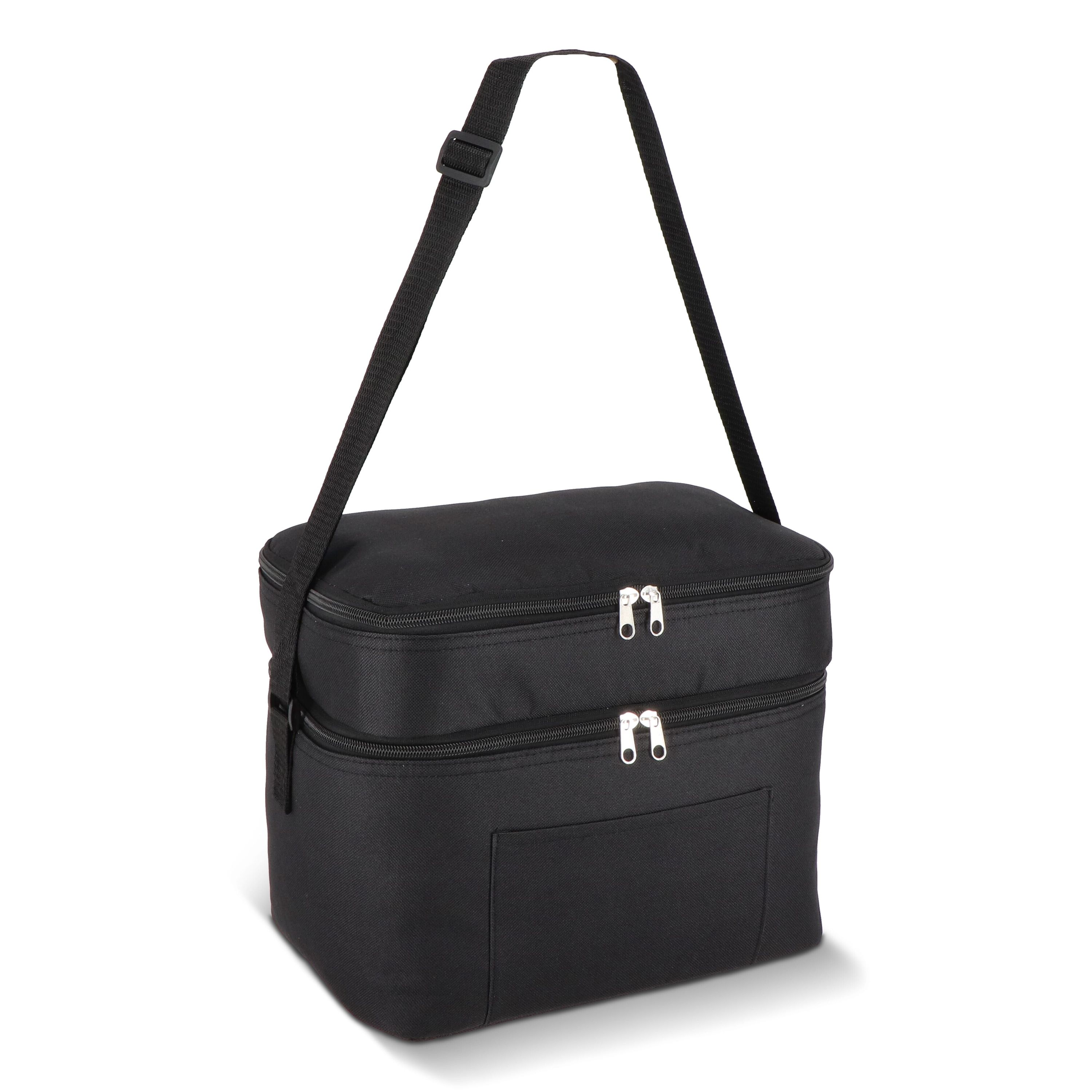 R-PET 600D Doppelfach-Kühltasche 30 x 20 x 25cm 12L - schwarz-808