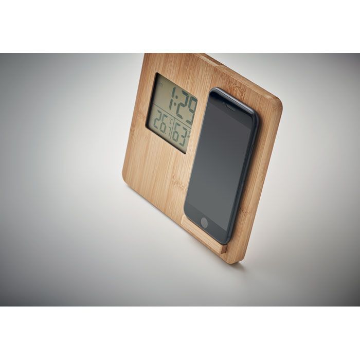 Tischuhr mit Ladestation FERREL - holz-728
