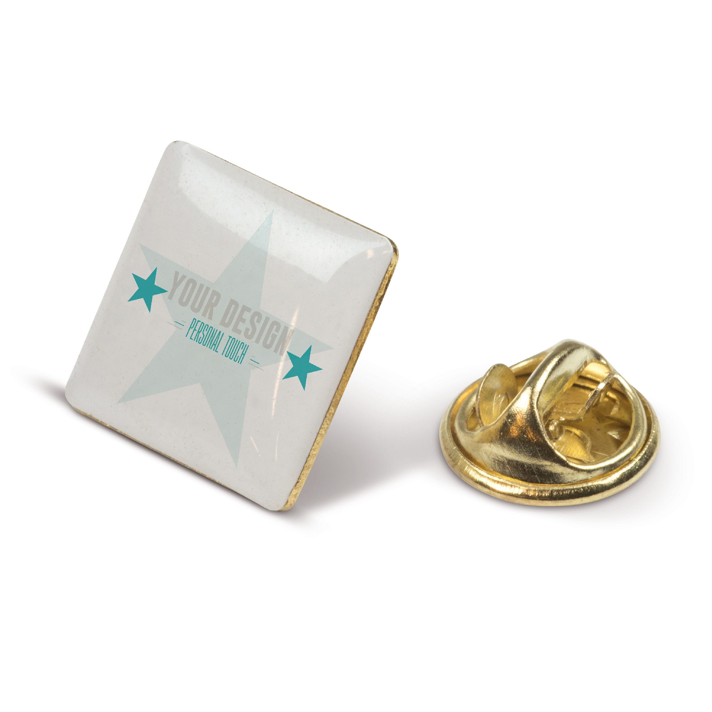 Metall Pin, quadratisch 15x15mm - gold satin-317