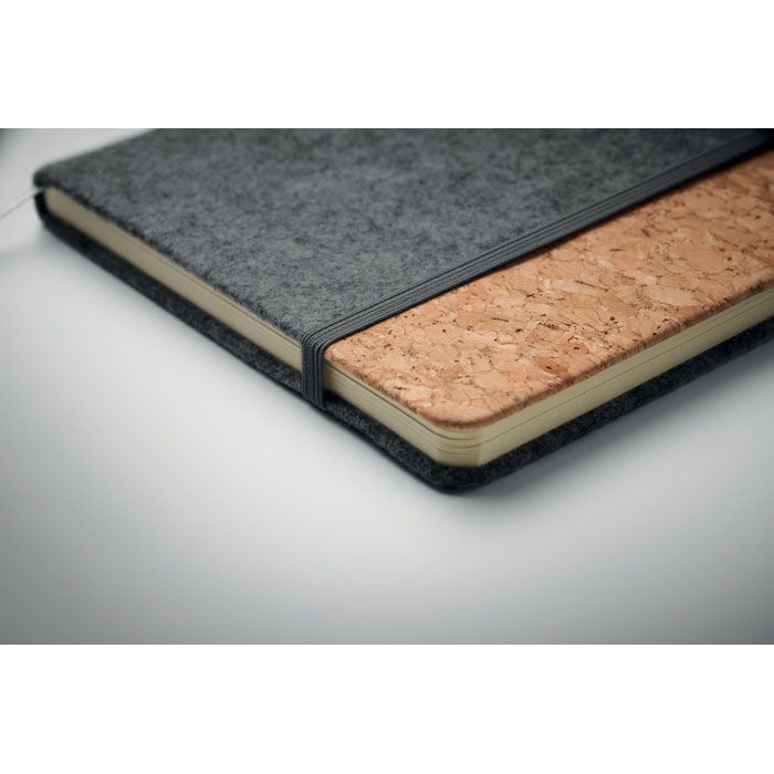 DIN A5 Notizbuch RPET-Filz CORKBOOK - steingrau-925
