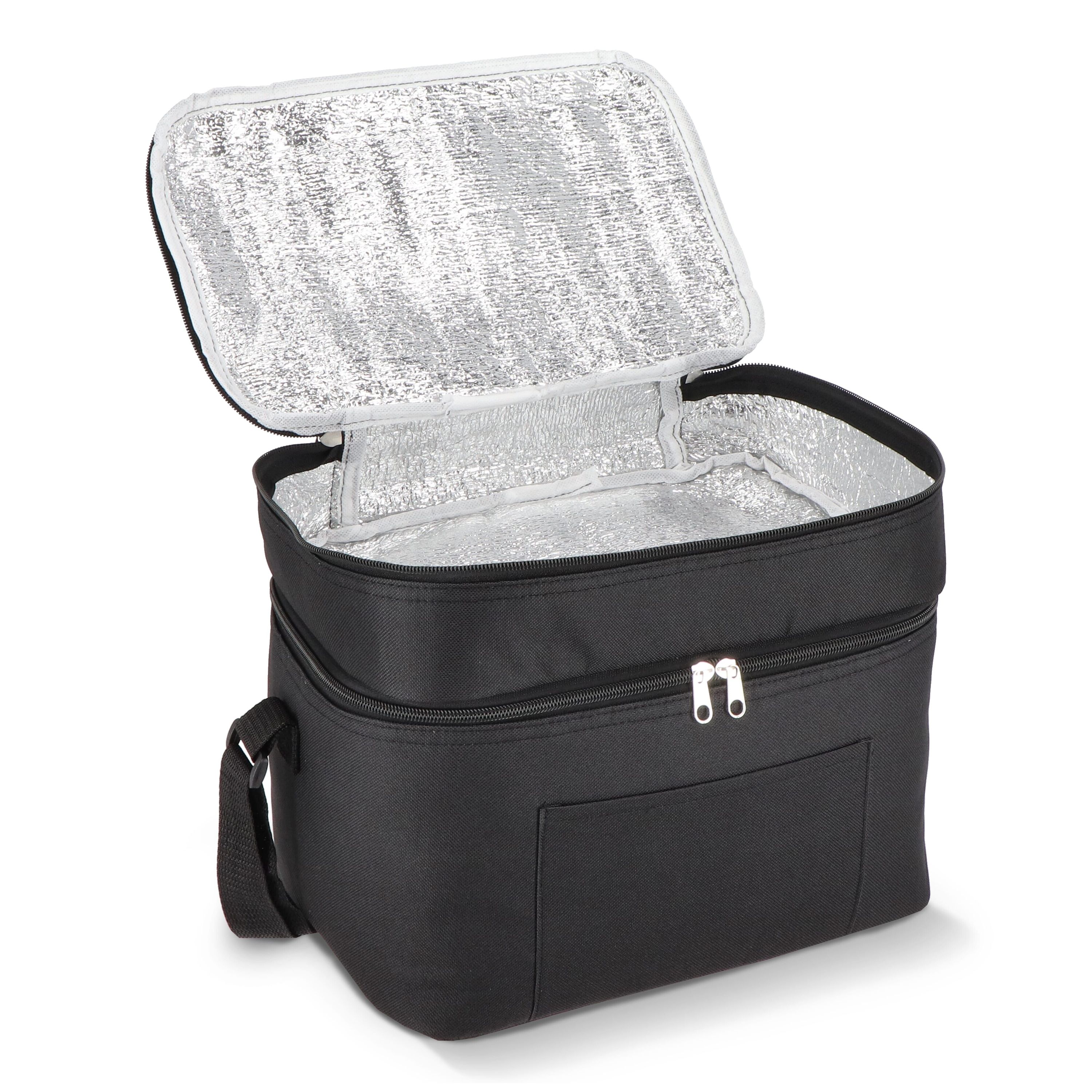 R-PET 600D Doppelfach-Kühltasche 30 x 20 x 25cm 12L - schwarz-163