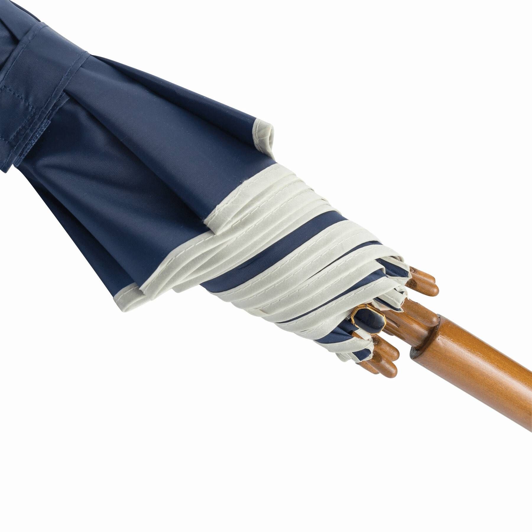 Automatik-Holzstockschirm WALTZ - beige - marineblau-741