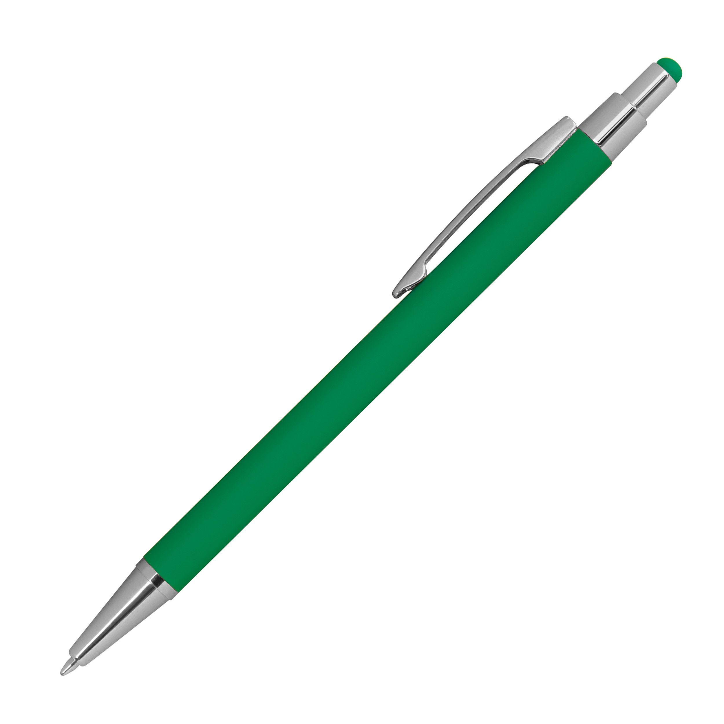 Kugelschreiber aus Metall mit Rubberfinish und Touchfunktion - grün-855