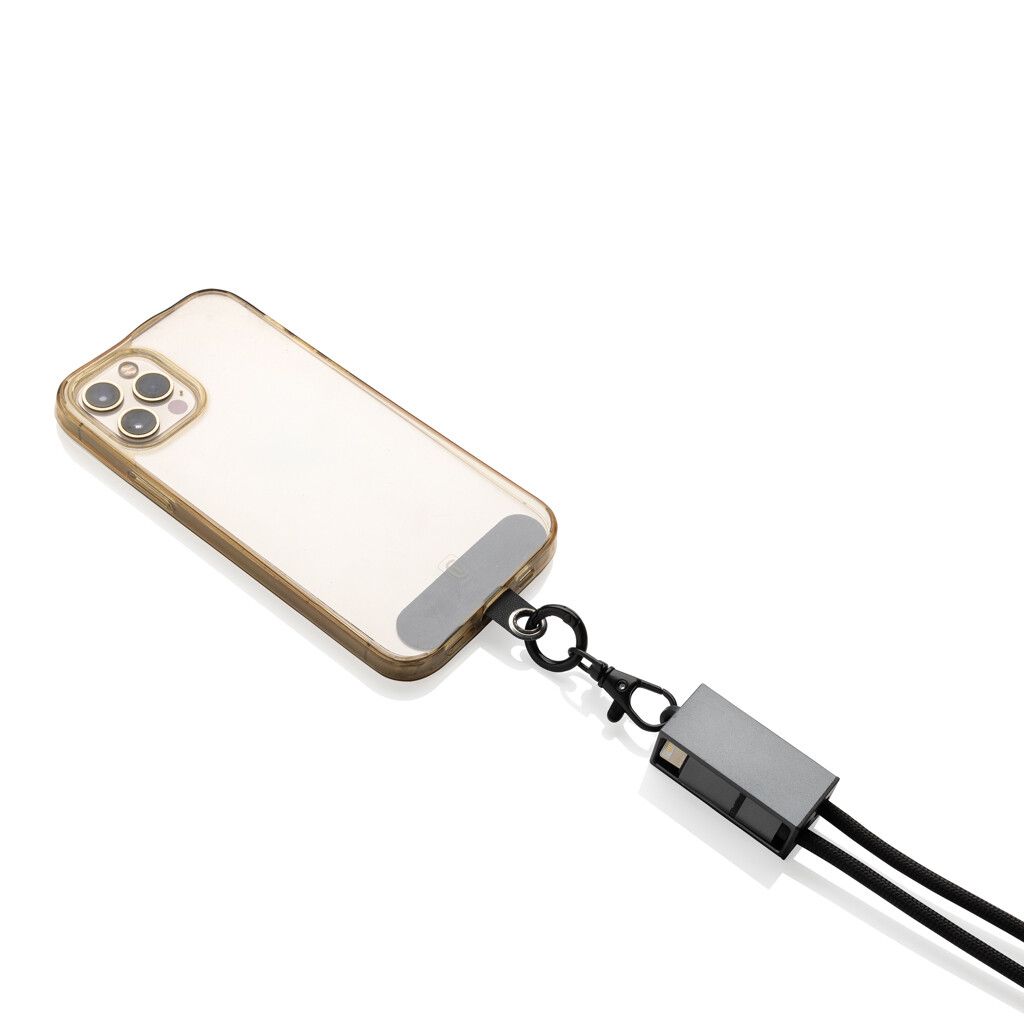 Terra 60Wduales Ladekabel aus RCS recyceltem PET mit Lanyard - grau-586