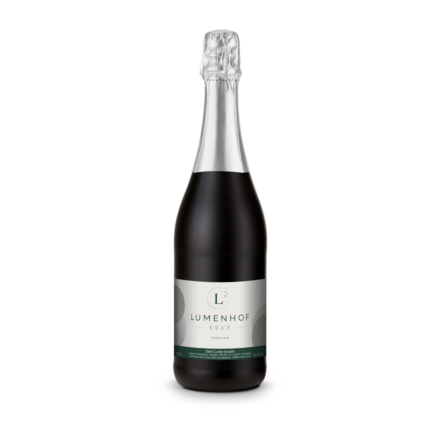 Sekt Cuvée - Flasche schwarz, 0,75 l - Kapselfarbe Silber-409