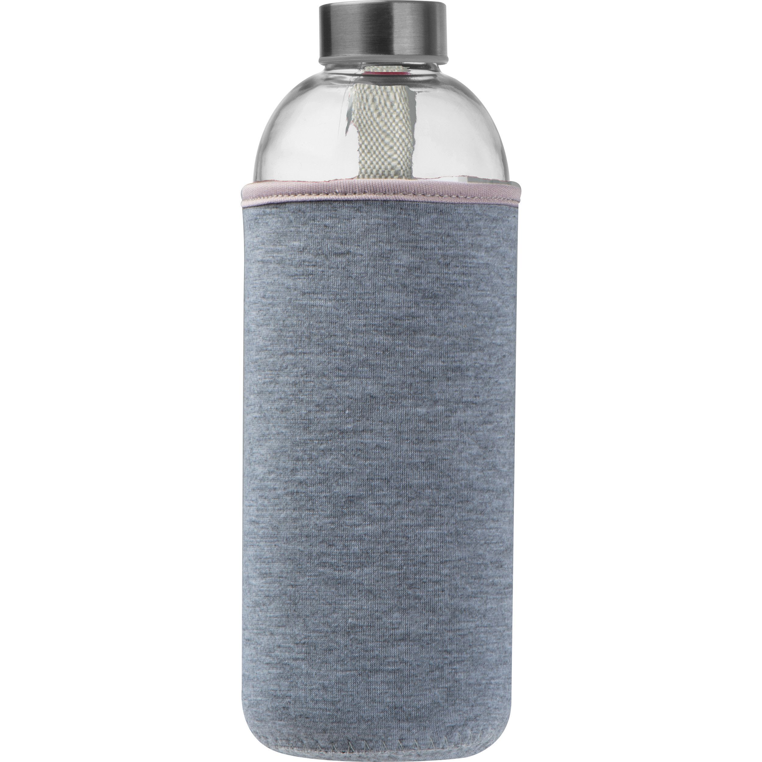 Trinkflasche aus Glas mit Neoprenüberzug, 1.000ml - silbergrau-295