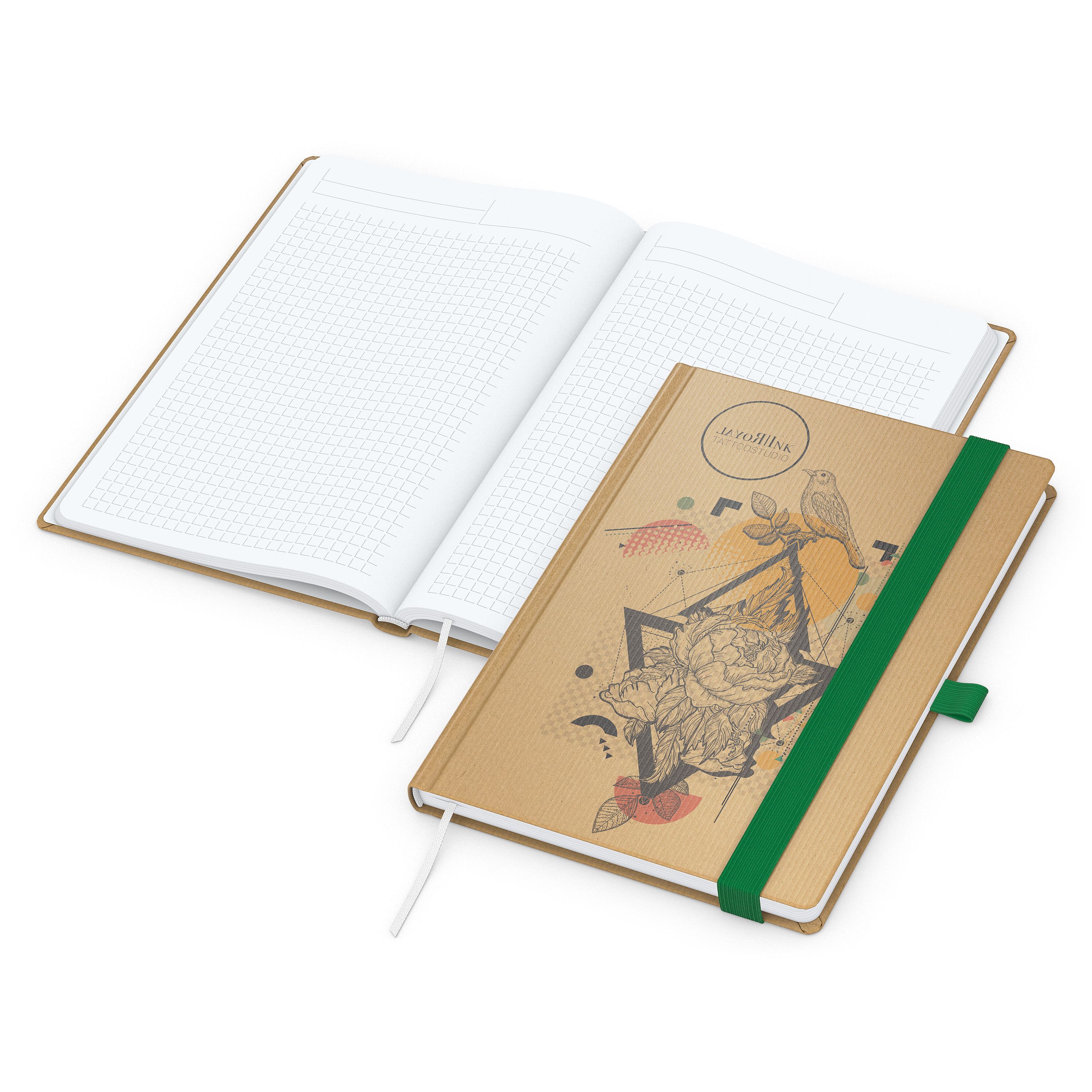 Notizbuch Match-Book, A5, White, Winkelkaro, braun-individuell, grün-259