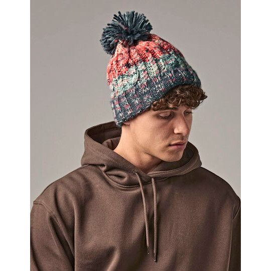 Corkscrew Pom Pom Beanie - retro blues-425