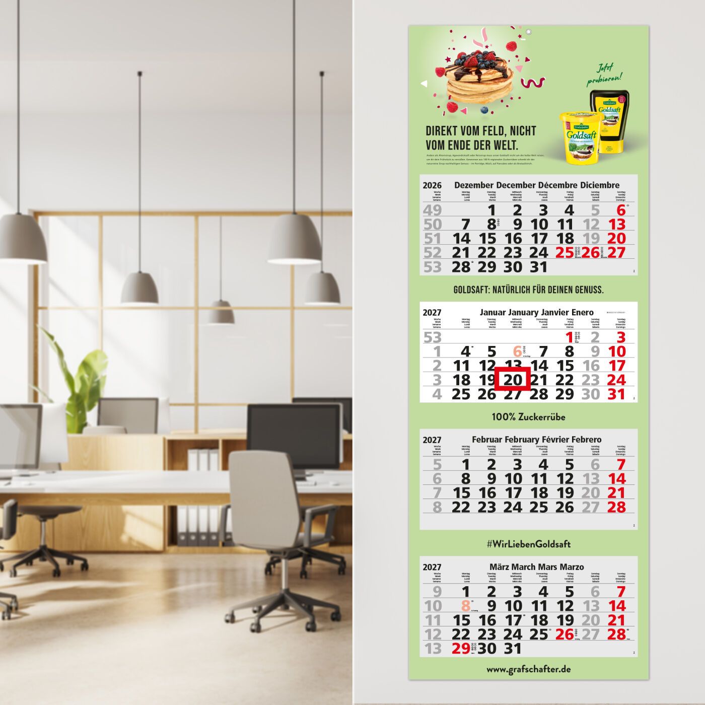 4-Monatskalender Mehrblock Quadro Light 4, Deutschland-641