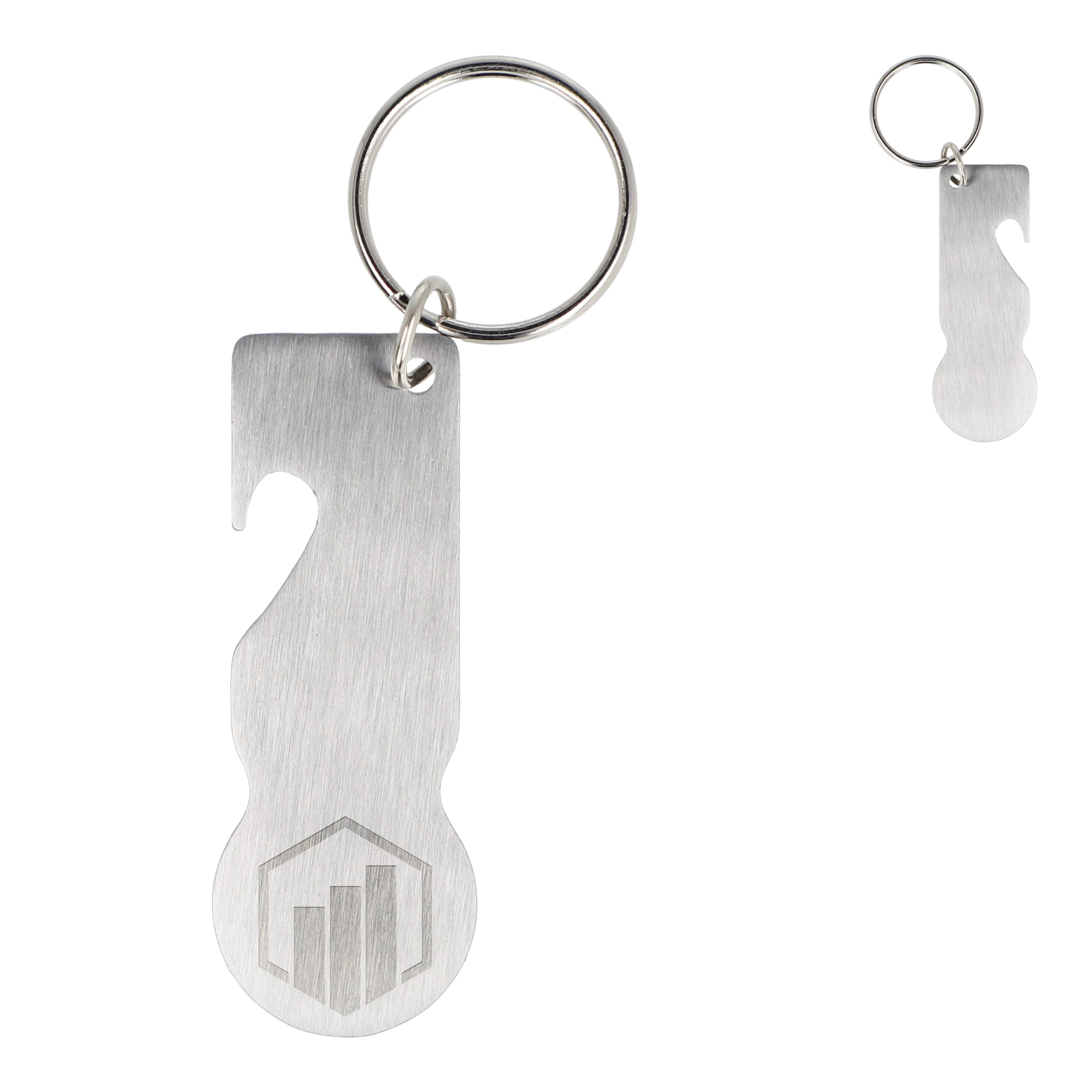 Edelstahl Schlüsselanhänger mit Einkaufswagenlöser - silber-87